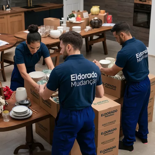 mudança com embalagem completa
